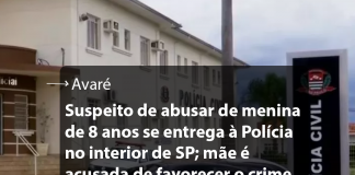Suspeito de abusar de menina de 8 anos se entrega à Polícia no interior de SP; mãe é acusada de favorecer o crime.