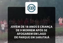 Jovem de 18 anos e criança de 9 morrem após se afogarem em lago de parque em Sarutaiá